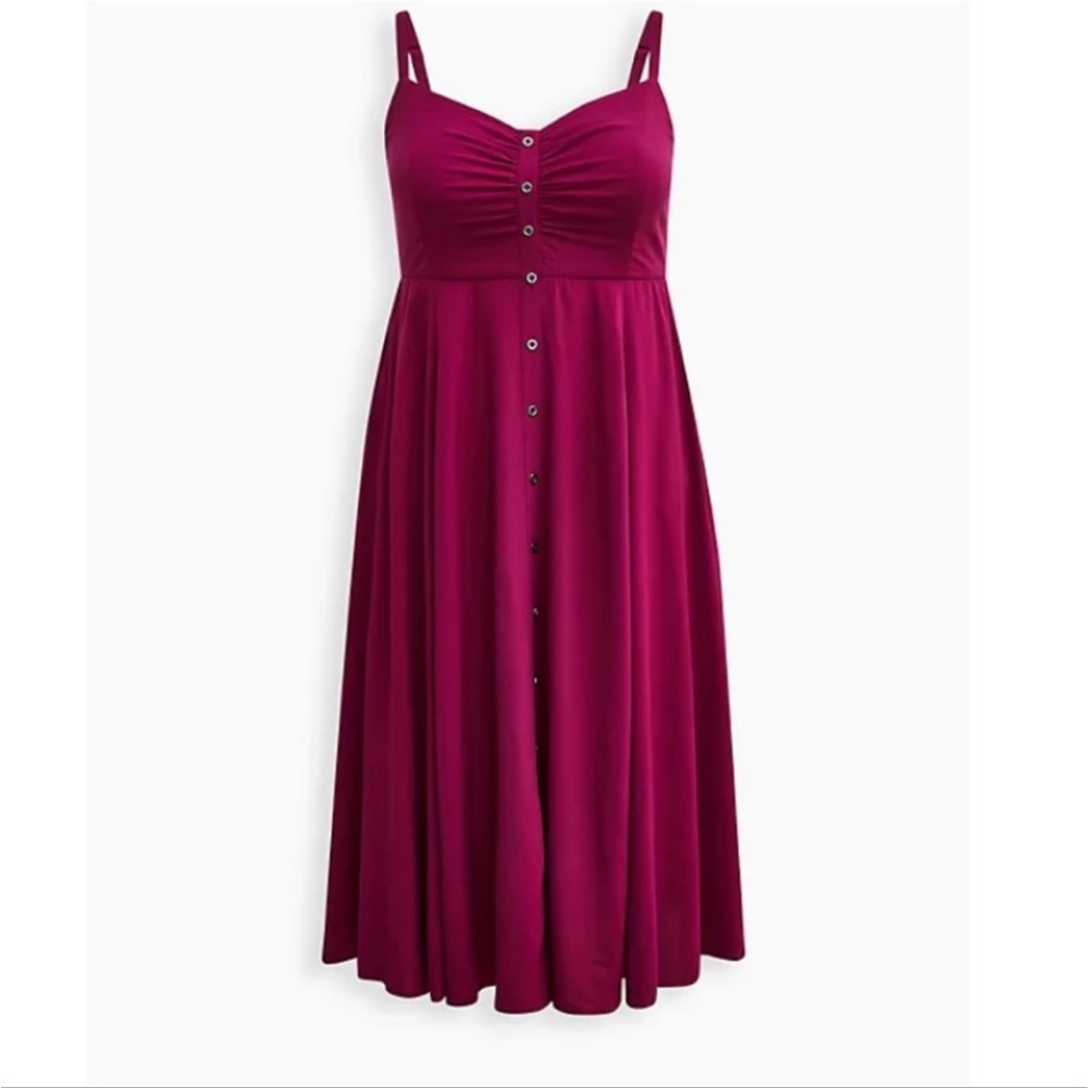 TORRID NWT BUTTON FRONT MIDI DRESS -  PURPLE